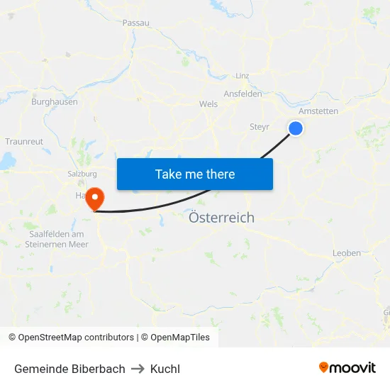 Gemeinde Biberbach to Kuchl map