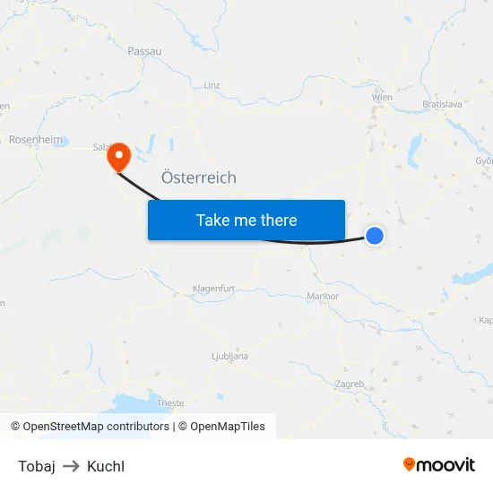 Tobaj to Kuchl map