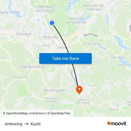 Anthering to Kuchl map