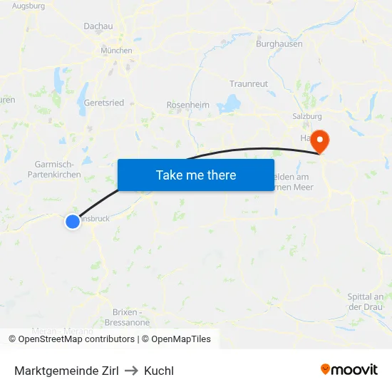 Marktgemeinde Zirl to Kuchl map