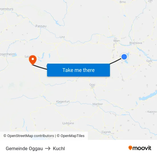 Gemeinde Oggau to Kuchl map