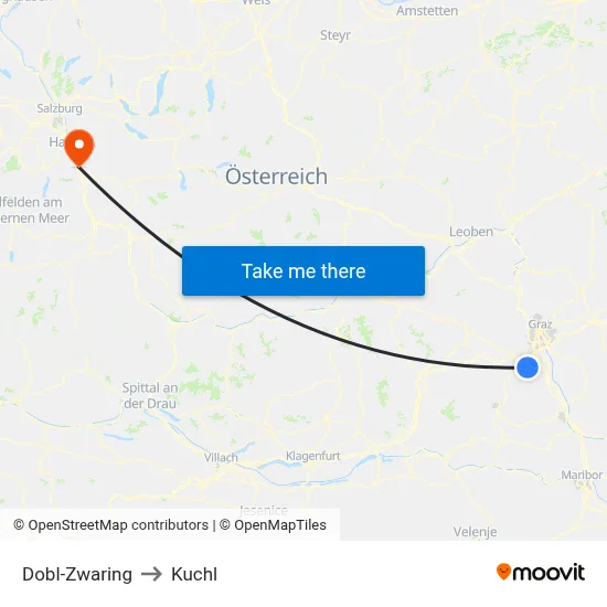 Dobl-Zwaring to Kuchl map