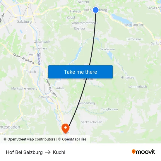 Hof Bei Salzburg to Kuchl map