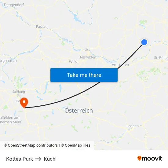 Kottes-Purk to Kuchl map