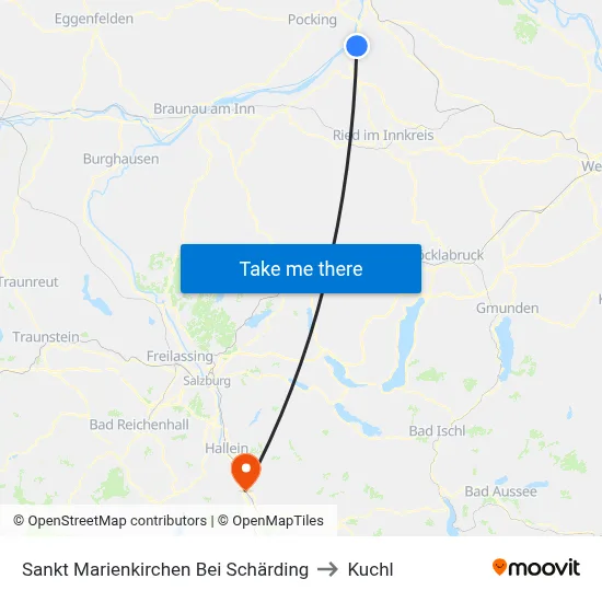 Sankt Marienkirchen Bei Schärding to Kuchl map