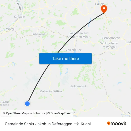 Gemeinde Sankt Jakob In Defereggen to Kuchl map