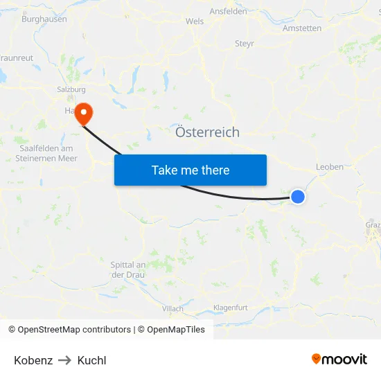 Kobenz to Kuchl map