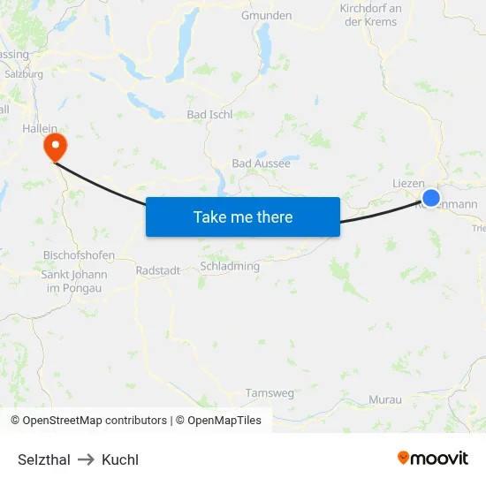 Selzthal to Kuchl map