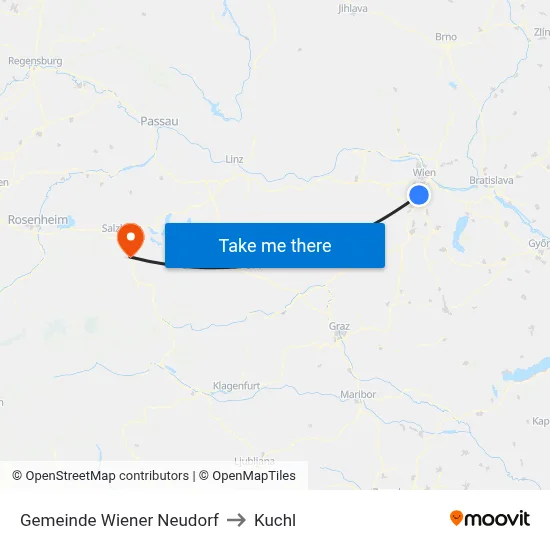 Gemeinde Wiener Neudorf to Kuchl map