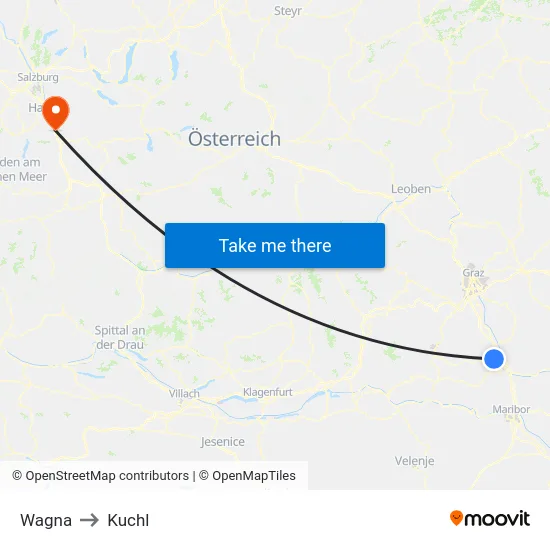 Wagna to Kuchl map