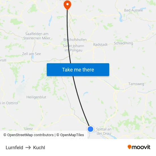 Lurnfeld to Kuchl map
