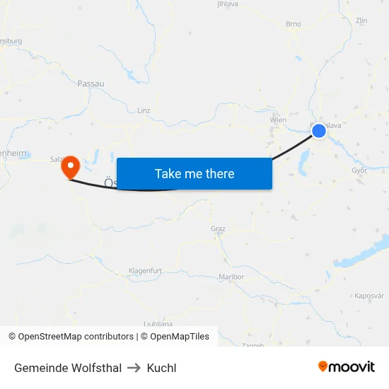 Gemeinde Wolfsthal to Kuchl map