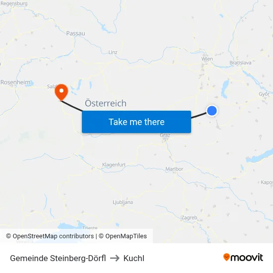 Gemeinde Steinberg-Dörfl to Kuchl map