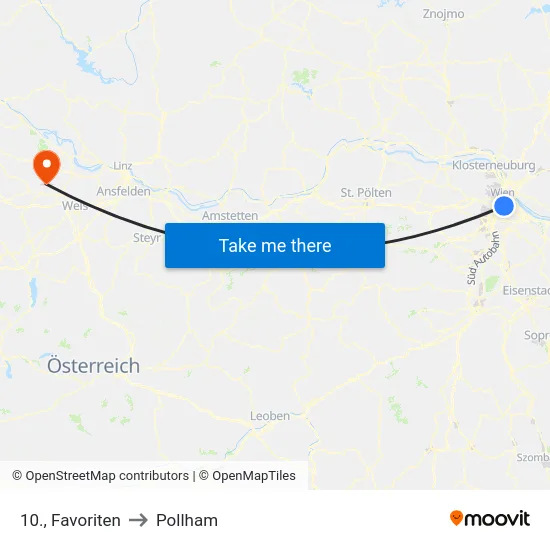 10., Favoriten to Pollham map