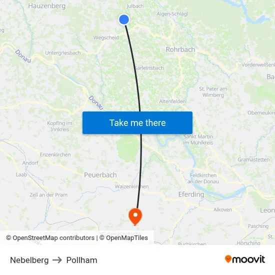 Nebelberg to Pollham map
