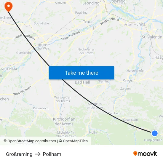 Großraming to Pollham map