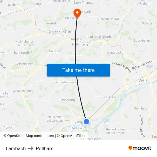 Lambach to Pollham map