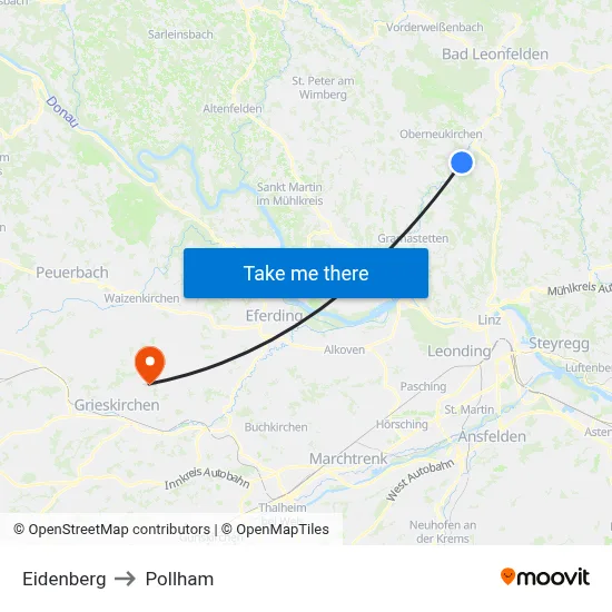 Eidenberg to Pollham map