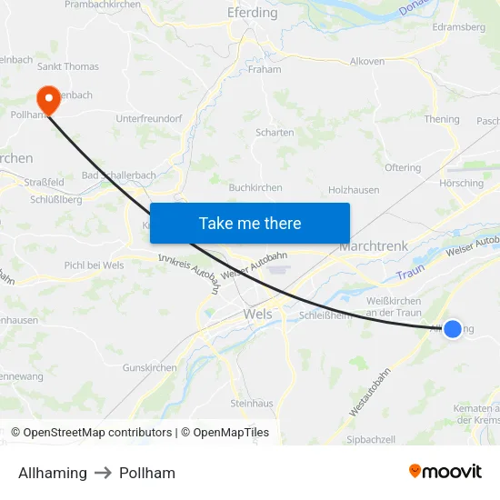 Allhaming to Pollham map