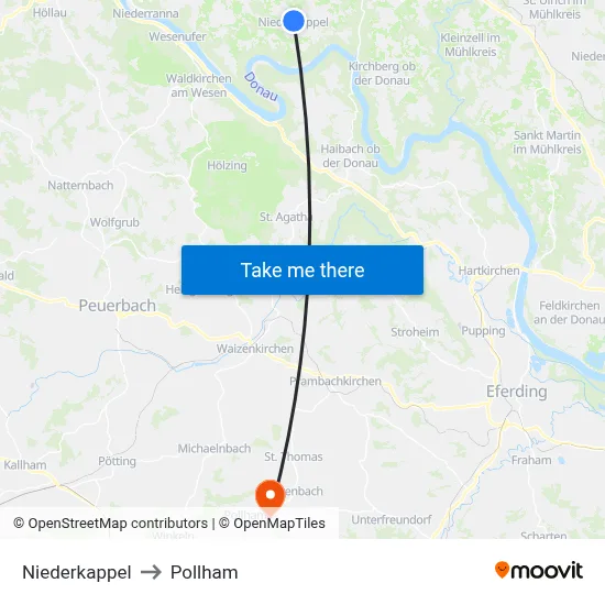 Niederkappel to Pollham map
