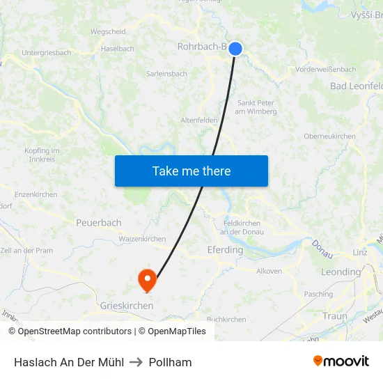 Haslach An Der Mühl to Pollham map