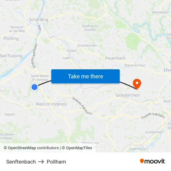 Senftenbach to Pollham map