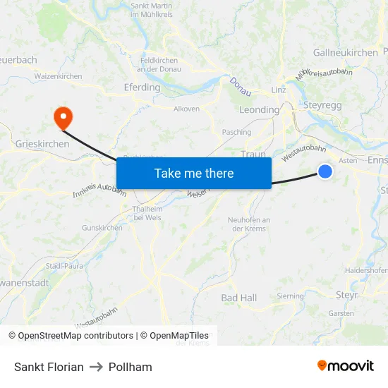 Sankt Florian to Pollham map