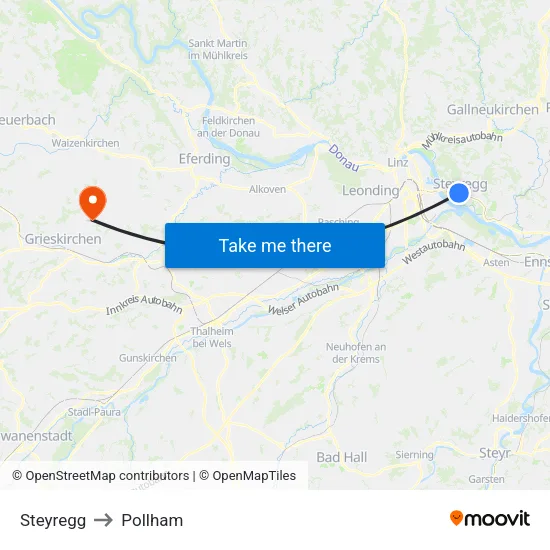 Steyregg to Pollham map