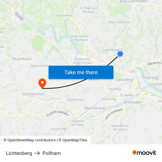 Lichtenberg to Pollham map