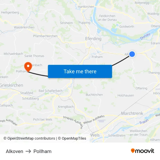 Alkoven to Pollham map