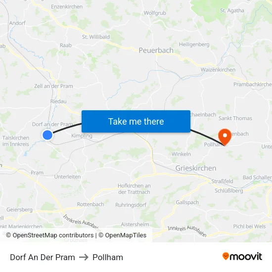 Dorf An Der Pram to Pollham map