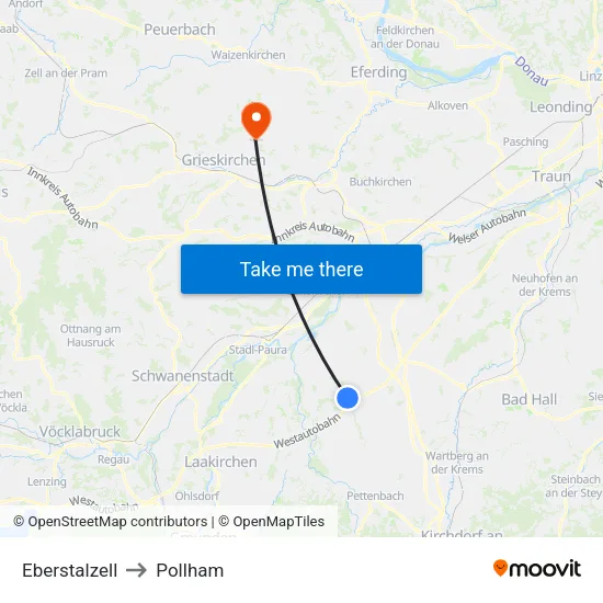 Eberstalzell to Pollham map