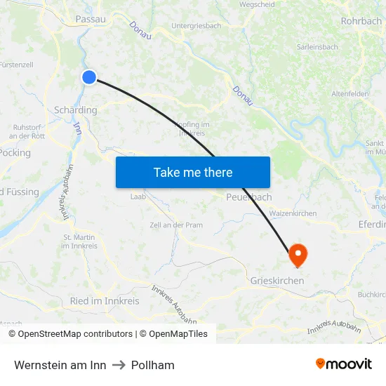 Wernstein am Inn to Pollham map