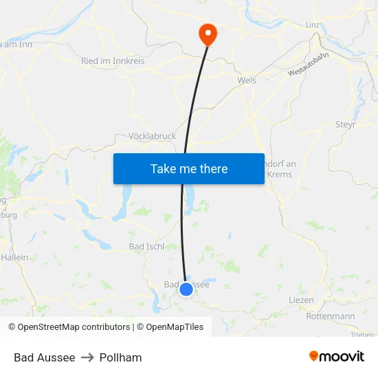 Bad Aussee to Pollham map