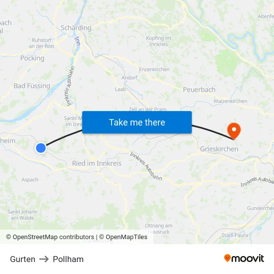 Gurten to Pollham map