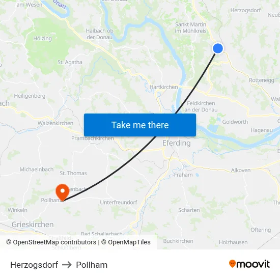 Herzogsdorf to Pollham map
