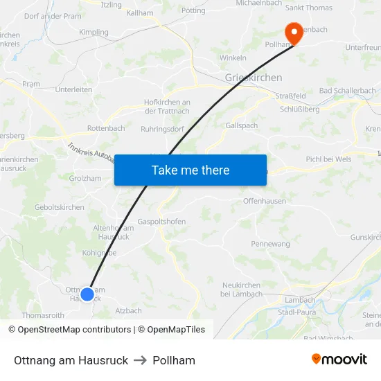 Ottnang am Hausruck to Pollham map