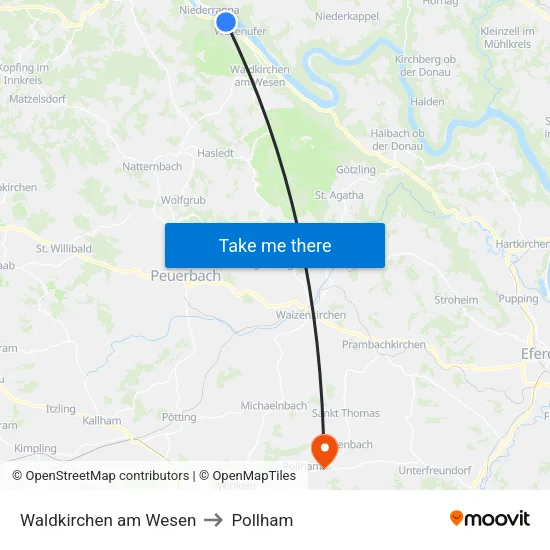 Waldkirchen am Wesen to Pollham map