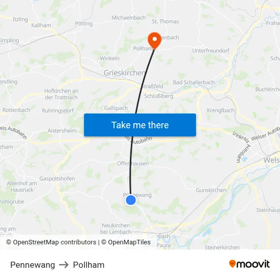 Pennewang to Pollham map