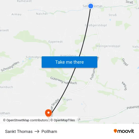 Sankt Thomas to Pollham map