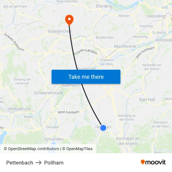 Pettenbach to Pollham map