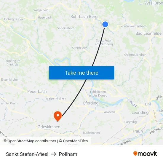 Sankt Stefan-Afiesl to Pollham map