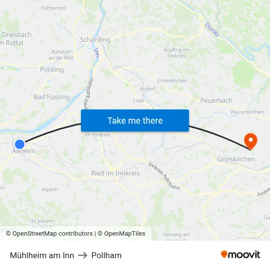 Mühlheim am Inn to Pollham map