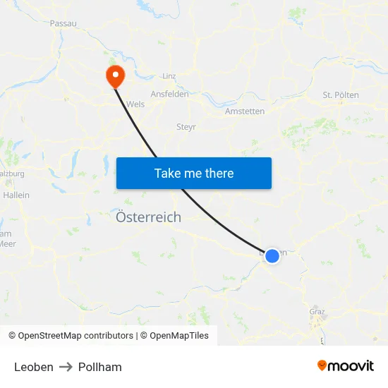 Leoben to Pollham map
