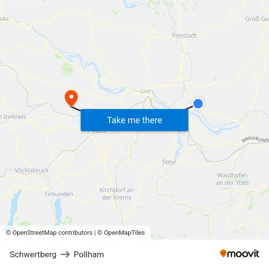 Schwertberg to Pollham map