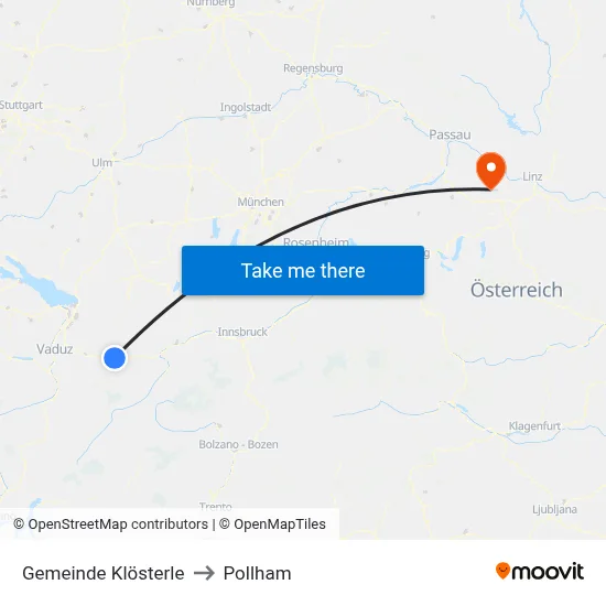 Gemeinde Klösterle to Pollham map