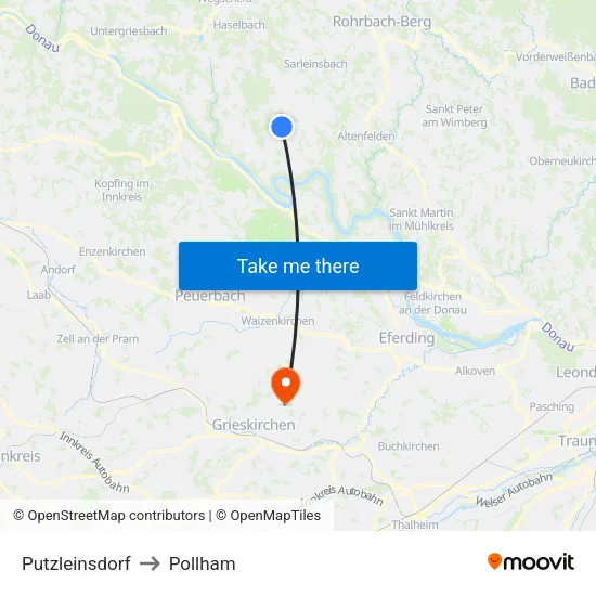 Putzleinsdorf to Pollham map