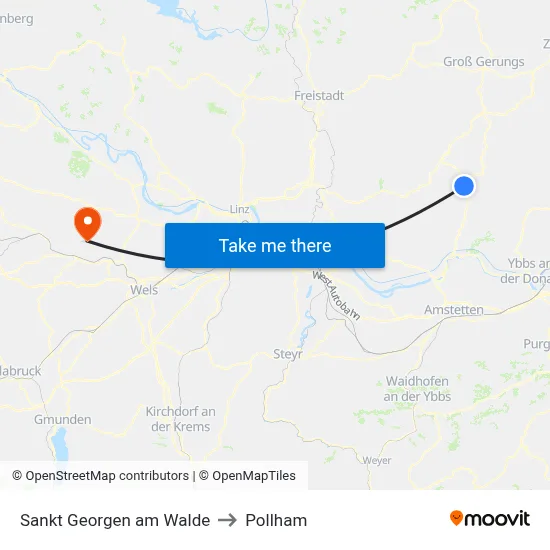 Sankt Georgen am Walde to Pollham map