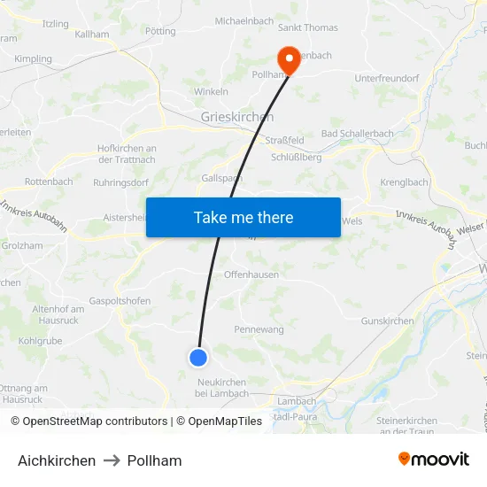 Aichkirchen to Pollham map
