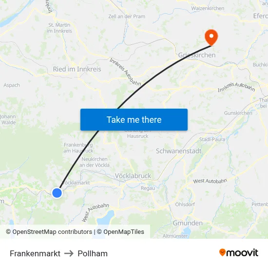 Frankenmarkt to Pollham map